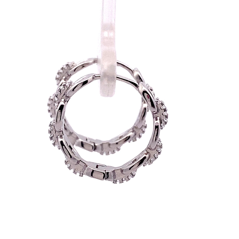 
                      
                        E8040 SILVER PLN AND WTH CZ PTTRND CHN HOOP EARRNG 3.45G
                      
                    