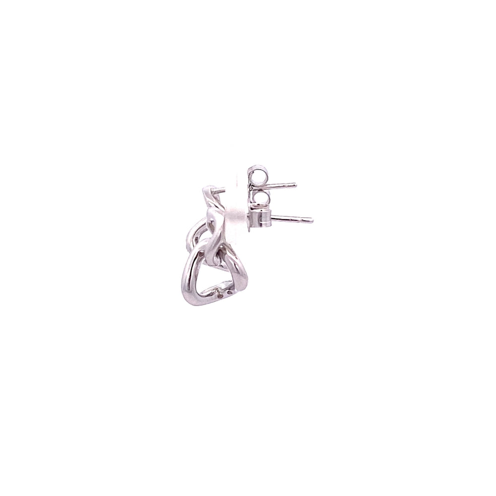 E8046 SILVER PLAIN AND DANGLING WITH CZ 2 CHAIN STUD 1.76G