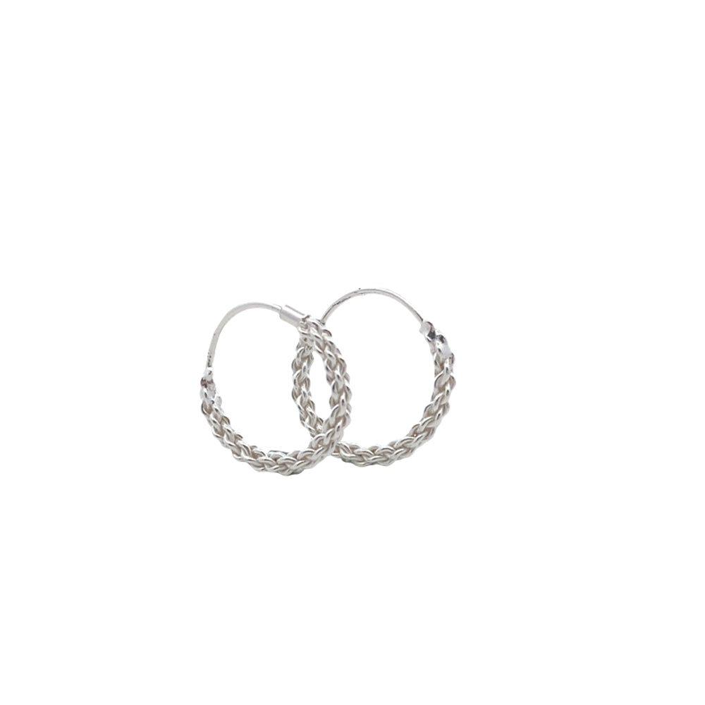 E8054 SILVER 11MM ROPE HOOP EARRING 1G
