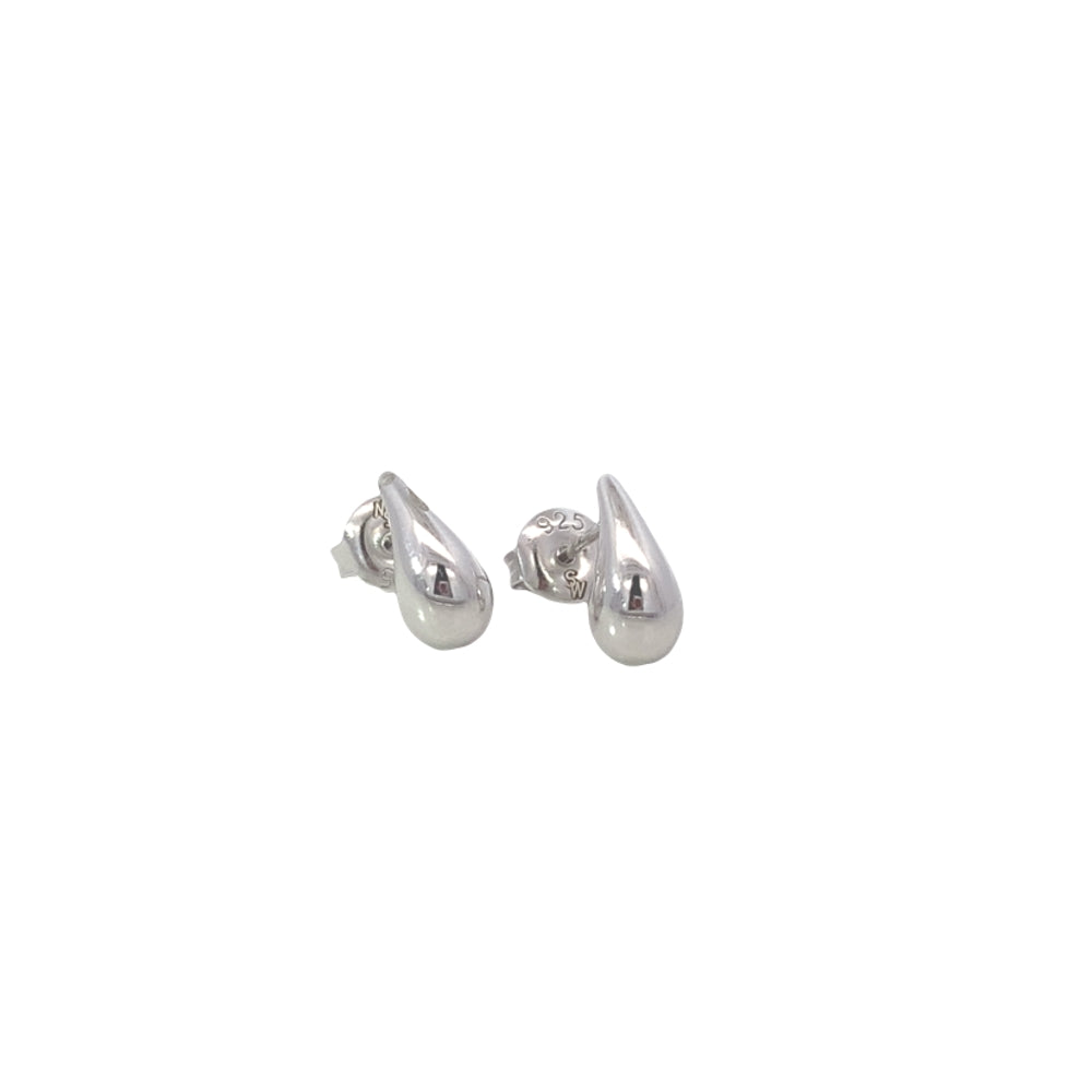 E8072 SLVR 11MM TEARDROP SHPED STUD EARRNG 1.4G