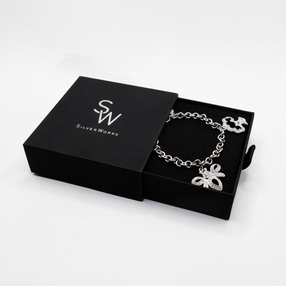 
                      
                        Ebony 925 Sterling Silver Charm Bracelet | SilverWorks
                      
                    