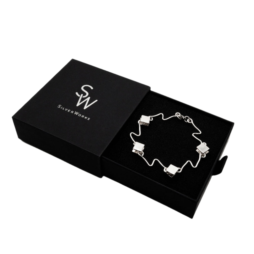 
                      
                        Alaya Square 925 Sterling Silver Bracelet | SilverWorks
                      
                    