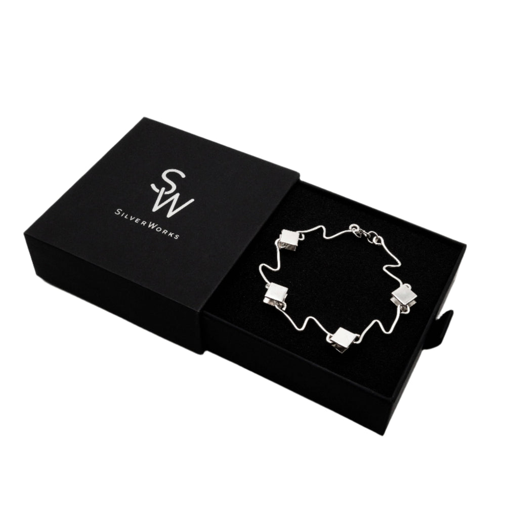 
                      
                        Alaya Square 925 Sterling Silver Bracelet | SilverWorks
                      
                    