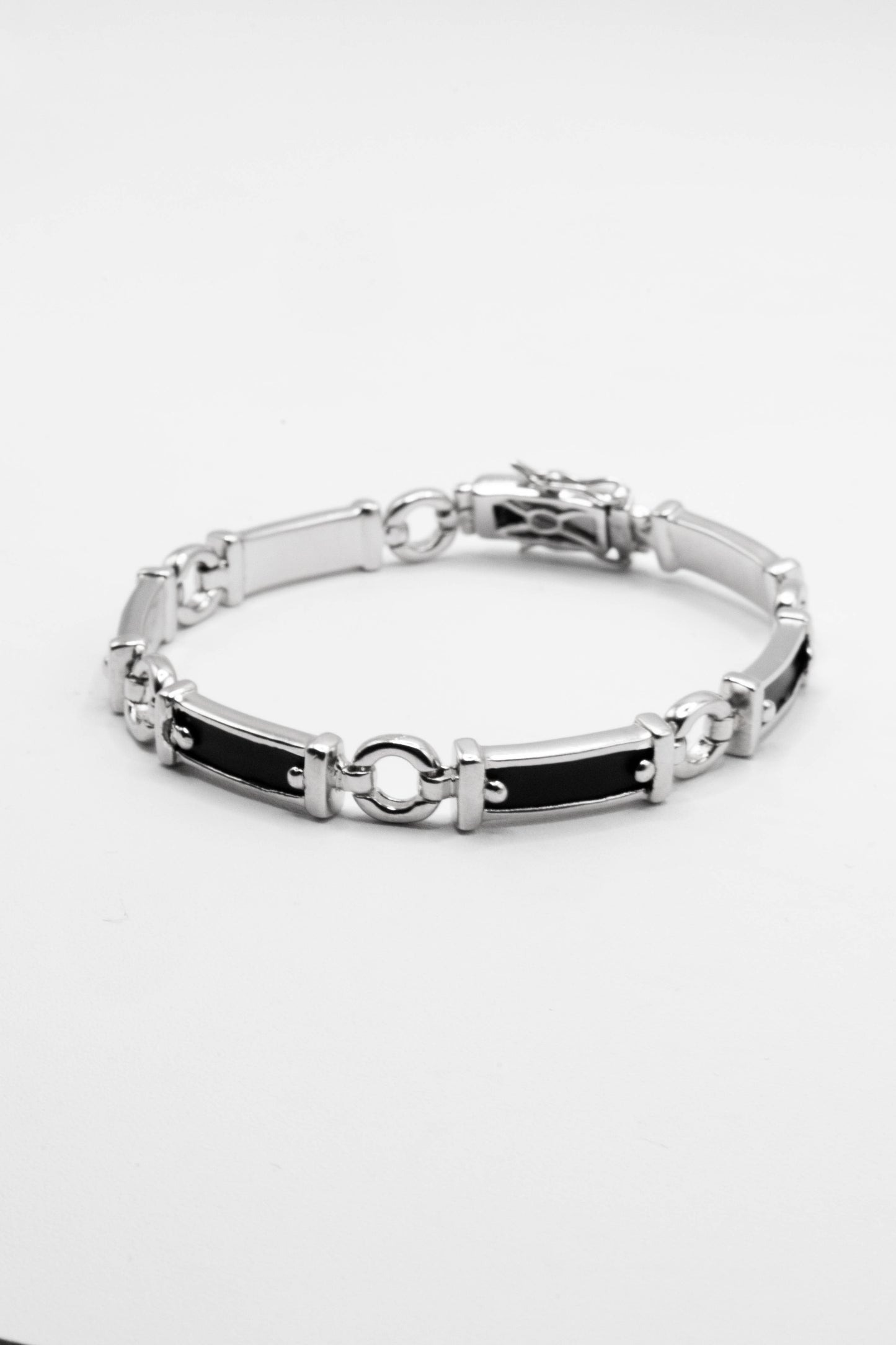 Lawrence Flat Bar ID 925 Sterling Silver Leather Bracelet | SilverWorks
