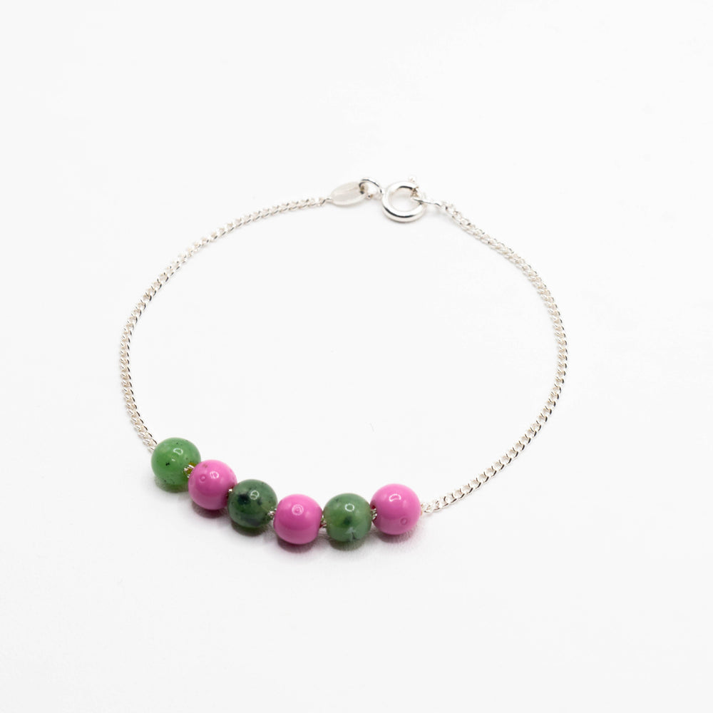 Ciara Multicolor Beads 925 Sterling Silver Chain Bracelet | SilverWorks