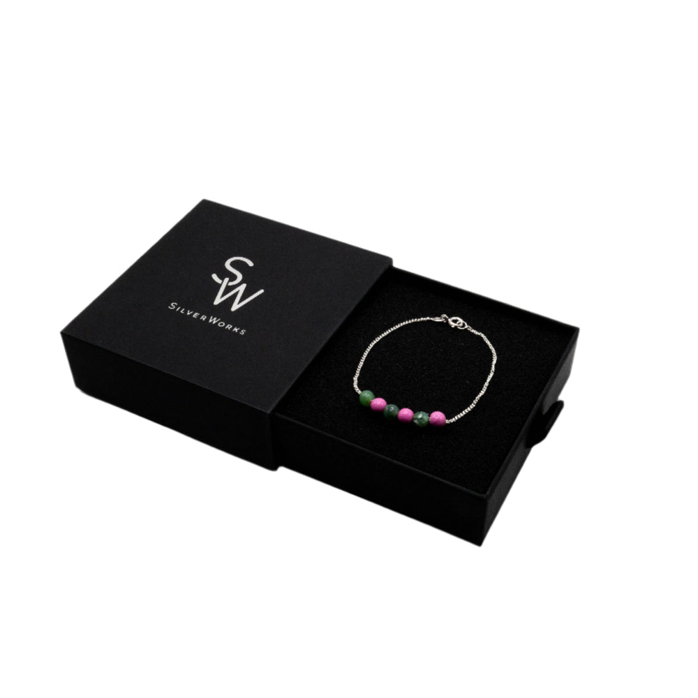 
                      
                        Ciara Multicolor Beads 925 Sterling Silver Chain Bracelet | SilverWorks
                      
                    