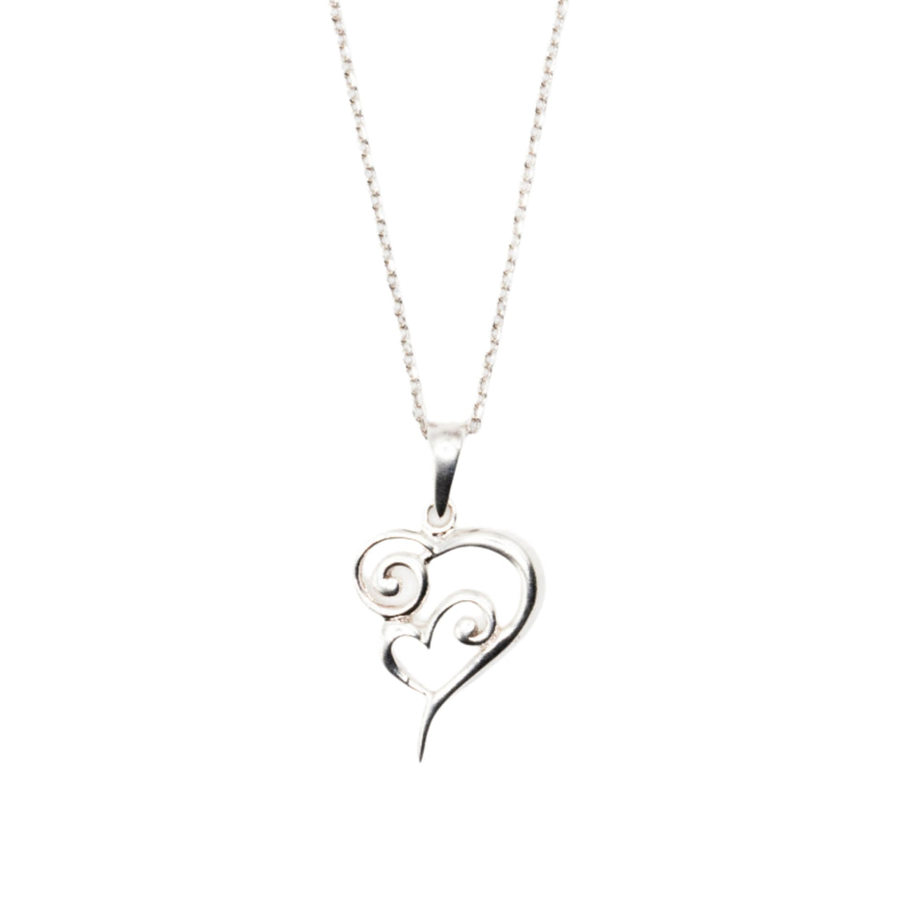 Mother & Child Heart 925 Sterling Silver Pendant Necklace | SilverWorks