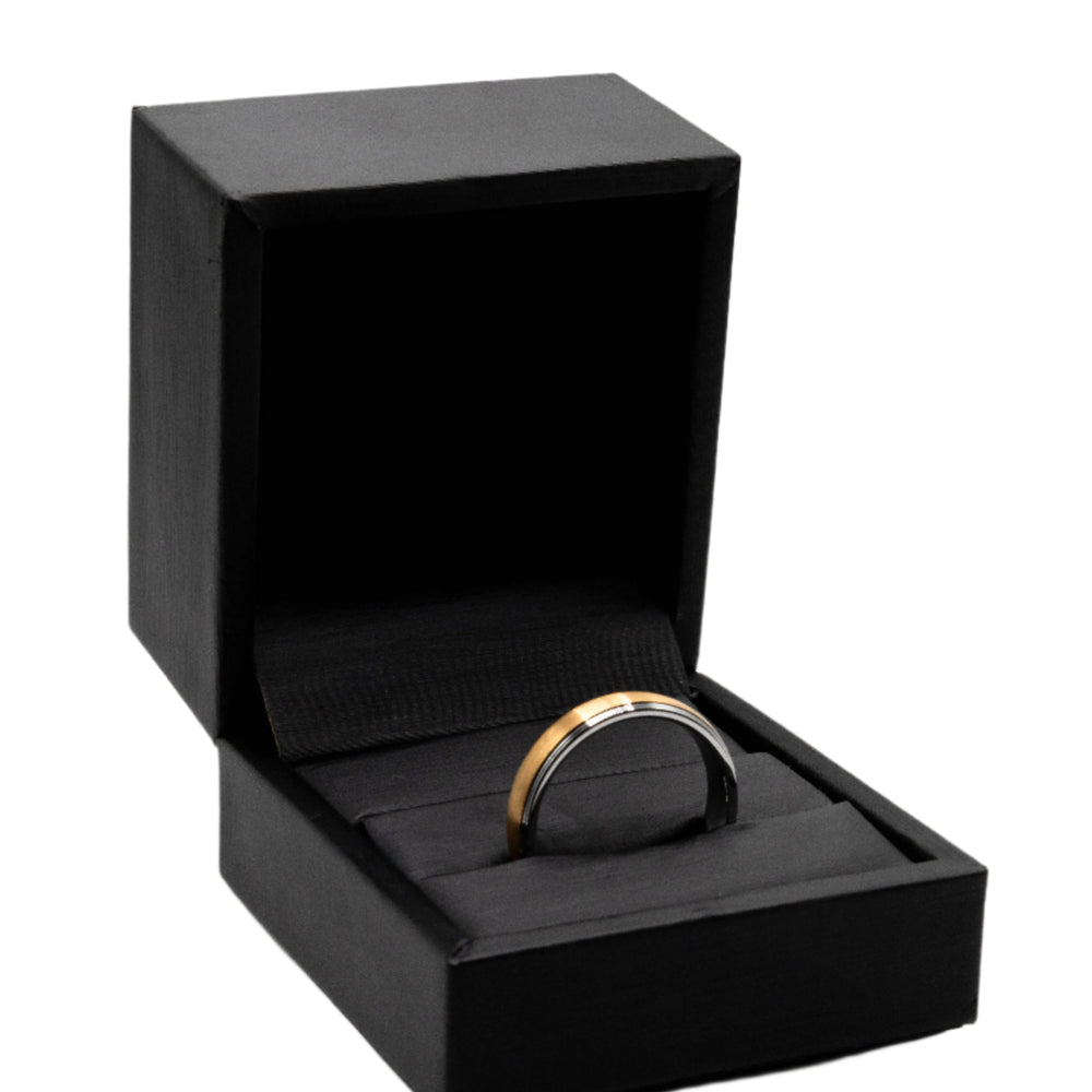 
                      
                        Irbid Classic Gold and Grey Two-Tone Tungsten Ring | SilverWorks
                      
                    