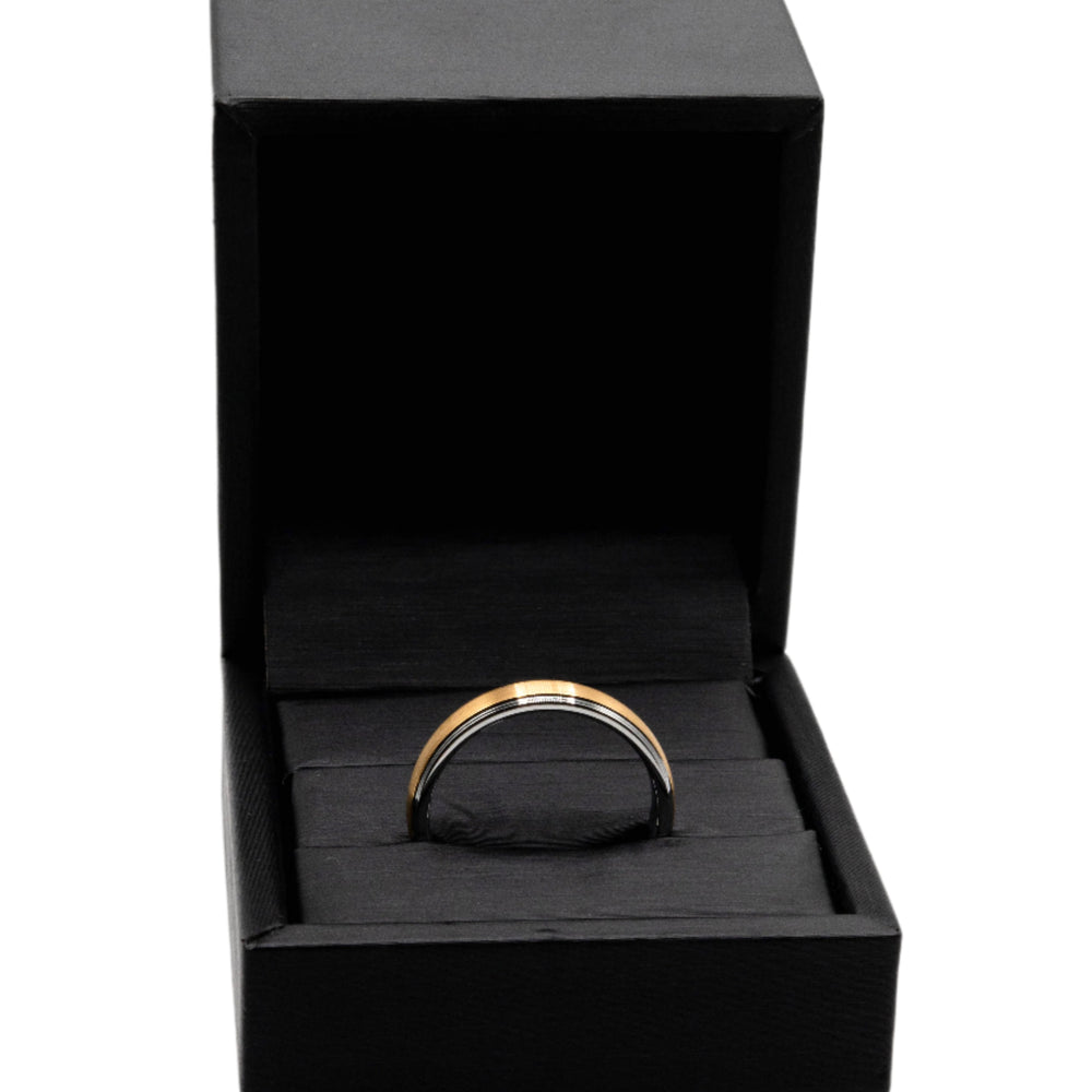 
                      
                        Irbid Classic Gold and Grey Two-Tone Tungsten Ring | SilverWorks
                      
                    