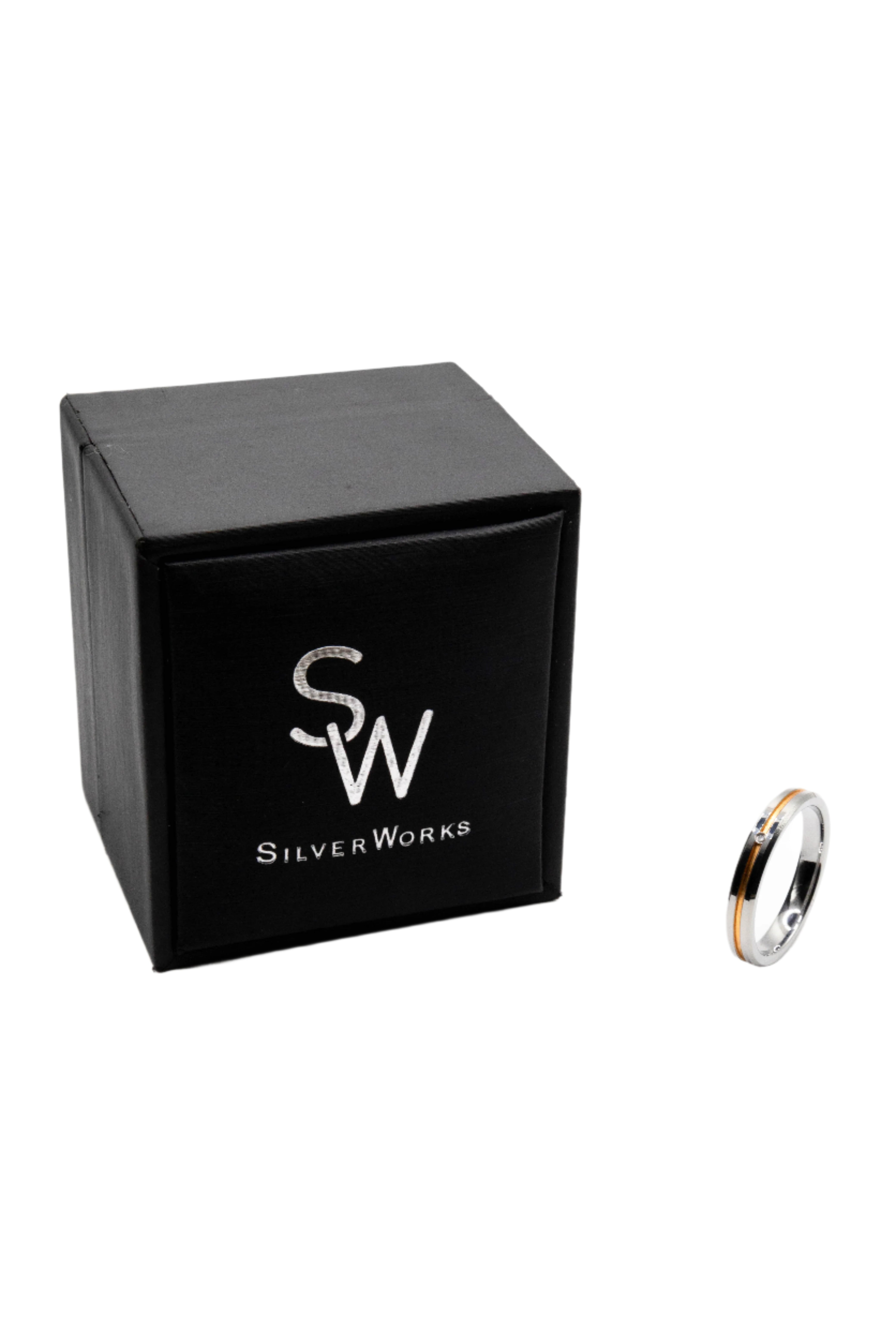 Izumi Two-Tone Tungsten Wedding Ring | SilverWorks