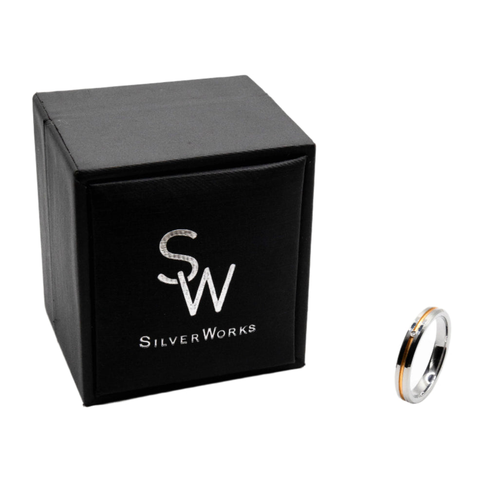 
                      
                        Izumi Two-Tone Tungsten Wedding Ring | SilverWorks
                      
                    