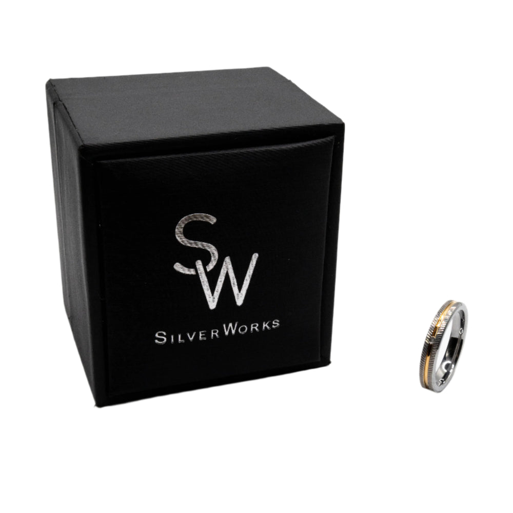 
                      
                        Kelly Tungsten Wedding Ring | SilverWorks
                      
                    