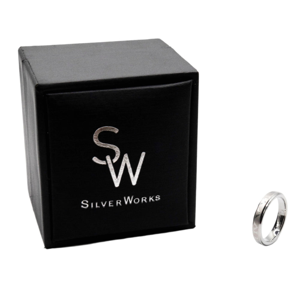 
                      
                        Raisa Romantic Roman Numeral Etched Silver Tungsten Ring | SilverWorks
                      
                    
