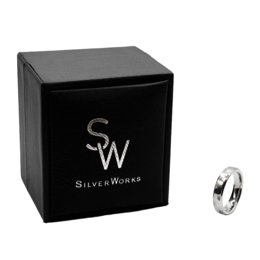
                      
                        James Scallop Etched Tungsten Band Ring | SilverWorks
                      
                    