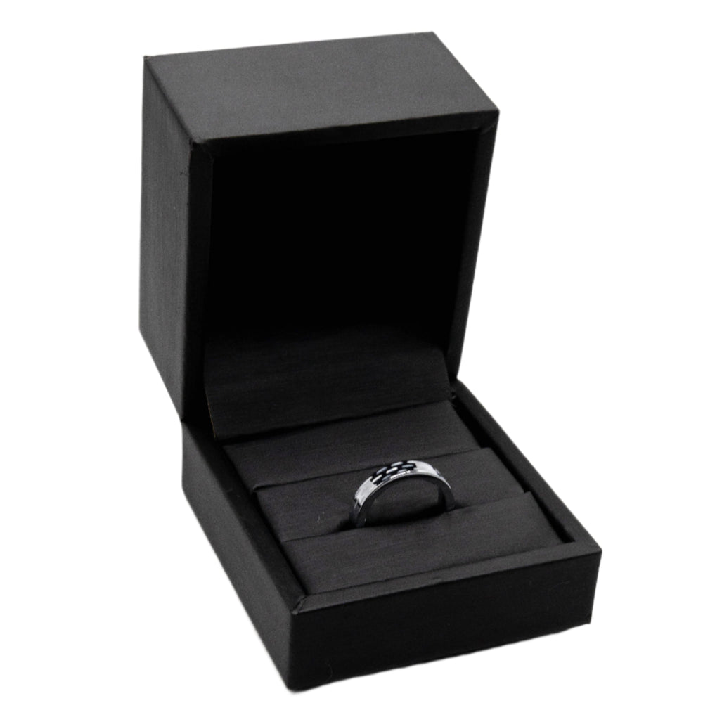
                      
                        Jensen Chiseled Etched Tungsten Band Ring | SilverWorks
                      
                    