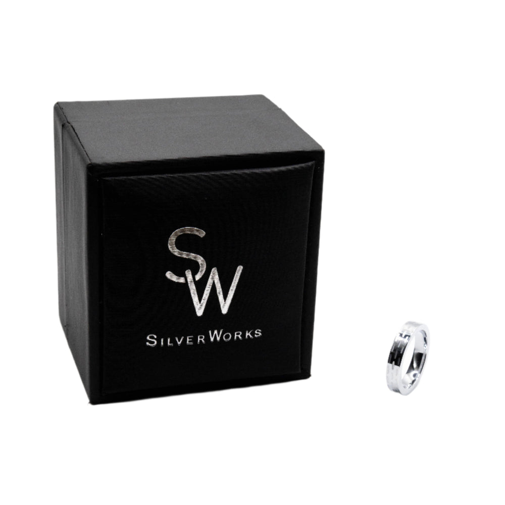 
                      
                        Jensen Chiseled Etched Tungsten Band Ring | SilverWorks
                      
                    