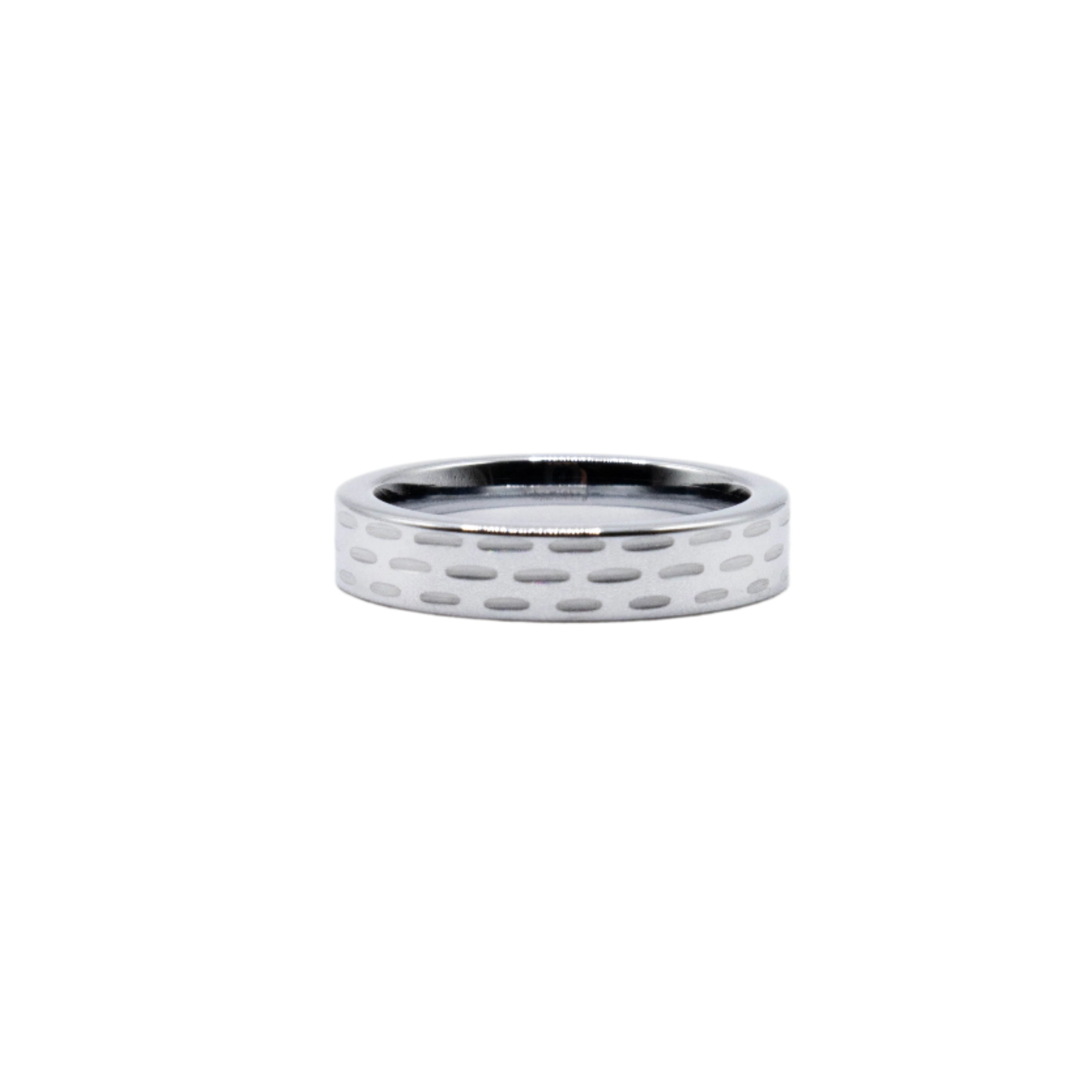Jensen Chiseled Etched Tungsten Band Ring | SilverWorks
