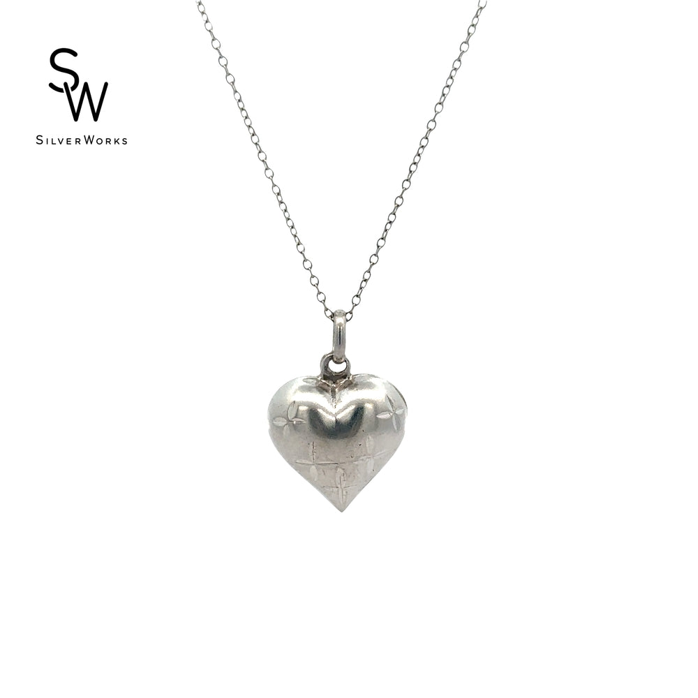 Peln Puff Heart 925 Sterling Silver Pendant Necklace