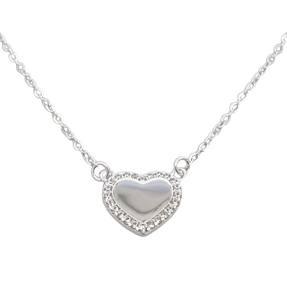 
                      
                        HEART PENDANT 925 STERLING SILVER CZ AT SIDE NECKLACE
                      
                    
