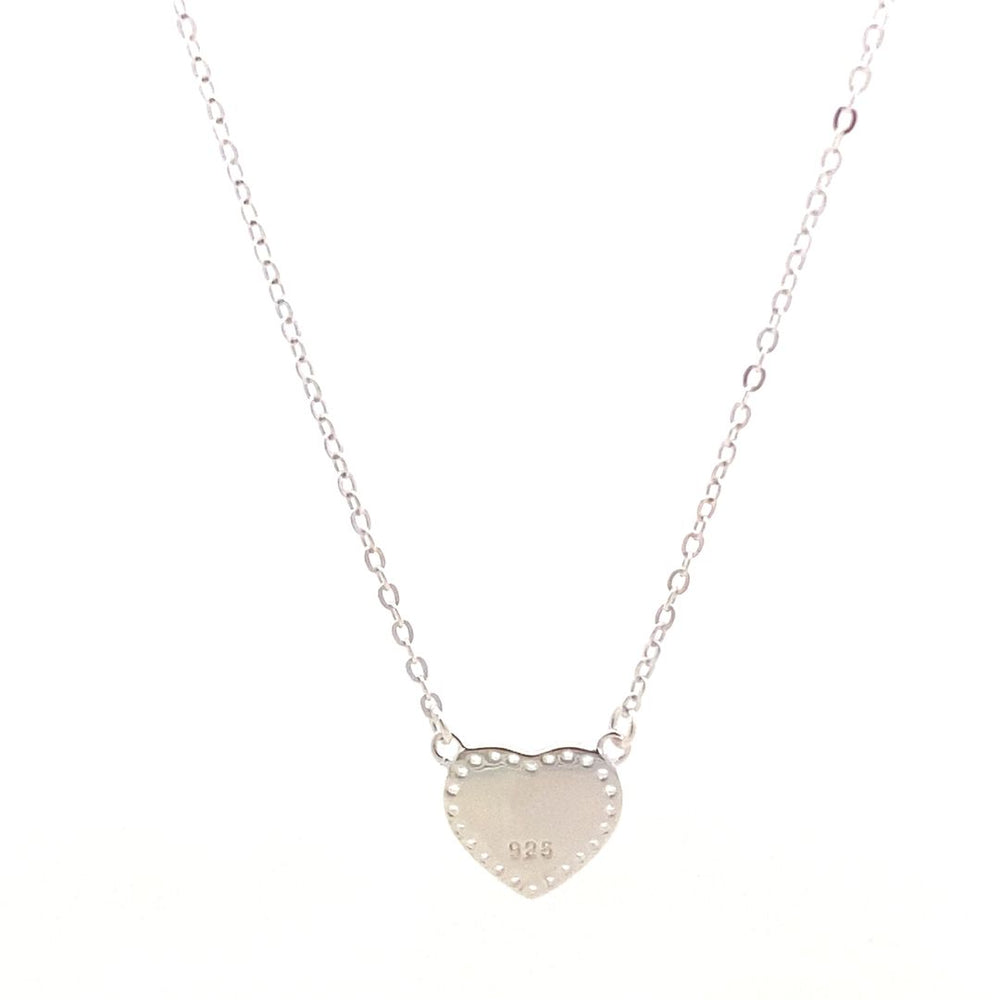 HEART PENDANT 925 STERLING SILVER CZ AT SIDE NECKLACE