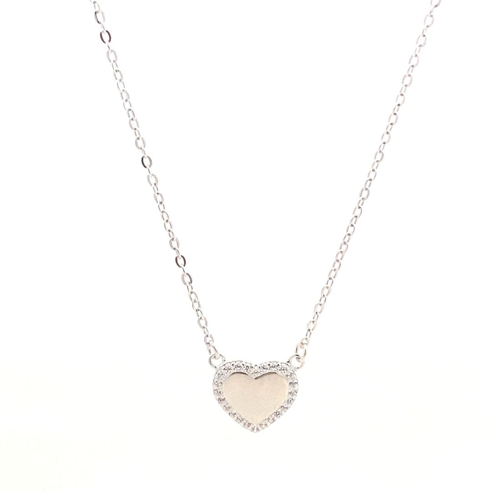 
                      
                        HEART PENDANT 925 STERLING SILVER CZ AT SIDE NECKLACE
                      
                    