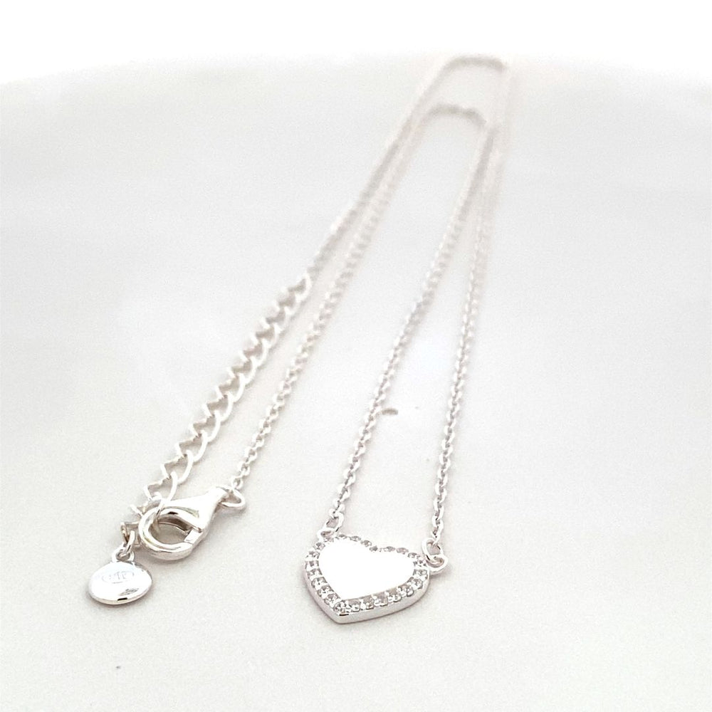 
                      
                        HEART PENDANT 925 STERLING SILVER CZ AT SIDE NECKLACE
                      
                    