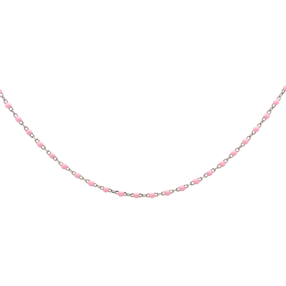 
                      
                        N5188 16.5IN+1.5IN RHD NCKLCE WTH PINK BEAD ENML 1.6G
                      
                    