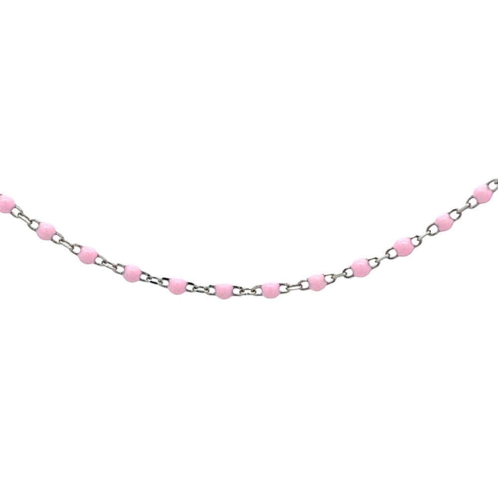 
                      
                        N5188 16.5IN+1.5IN RHD NCKLCE WTH PINK BEAD ENML 1.6G
                      
                    