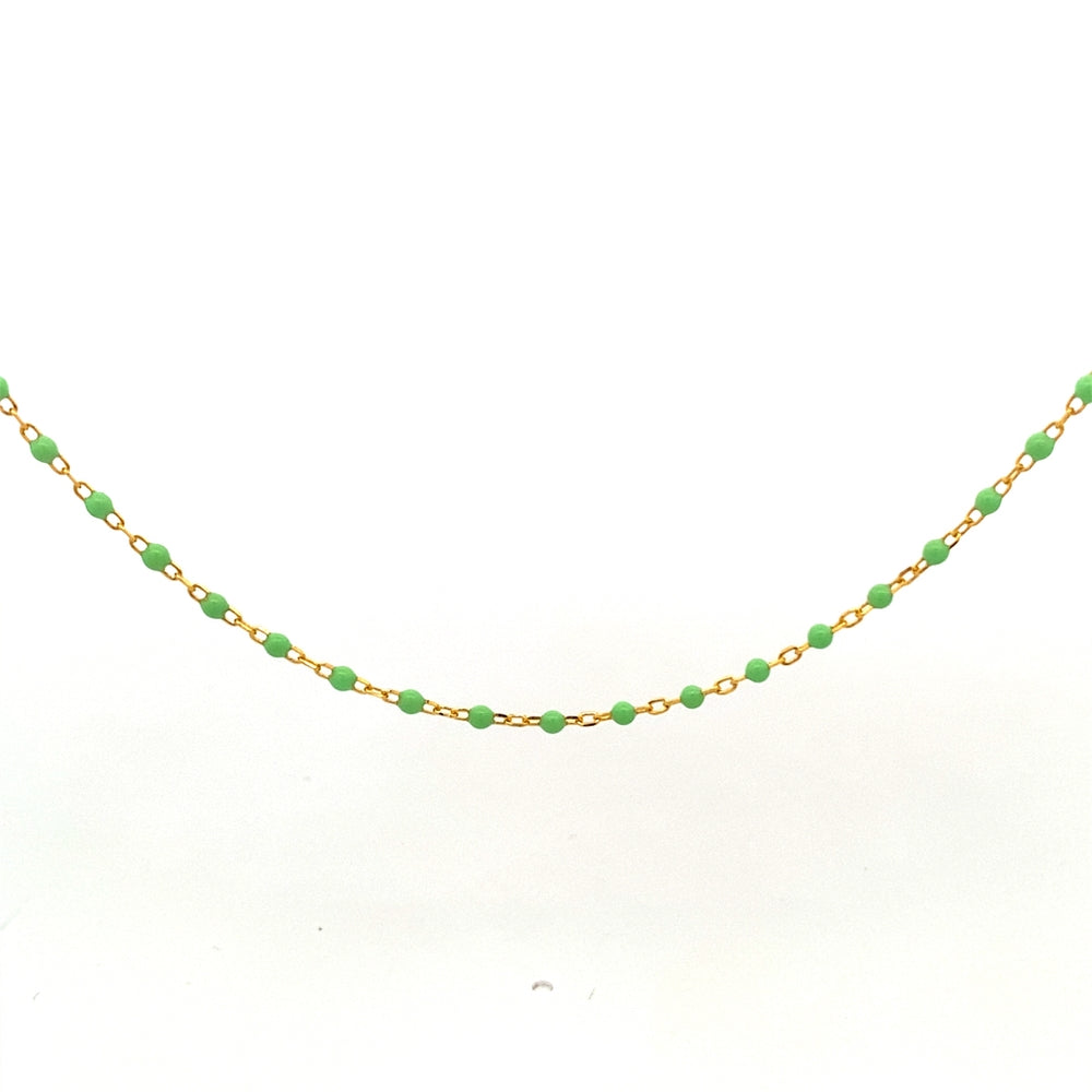 
                      
                        N5189 16.5IN+1.5IN GPLTD NCKLCE WTH GREEN BEAD ENML 1.6G
                      
                    