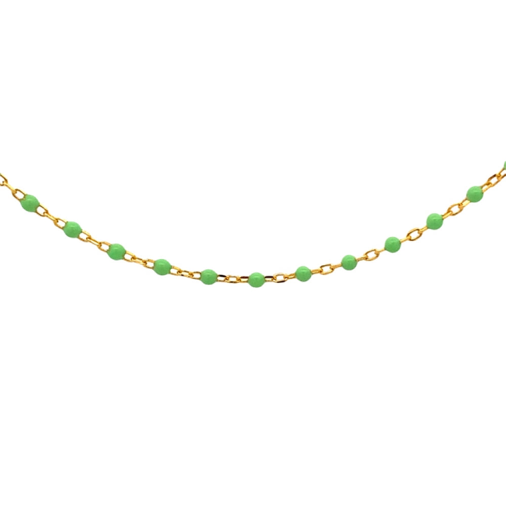 
                      
                        N5189 16.5IN+1.5IN GPLTD NCKLCE WTH GREEN BEAD ENML 1.6G
                      
                    