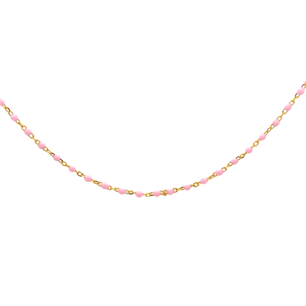 
                      
                        N5190 16.5IN+1.5IN GPLTD NCKLCE WTH PINK BEAD ENML 1.6G
                      
                    