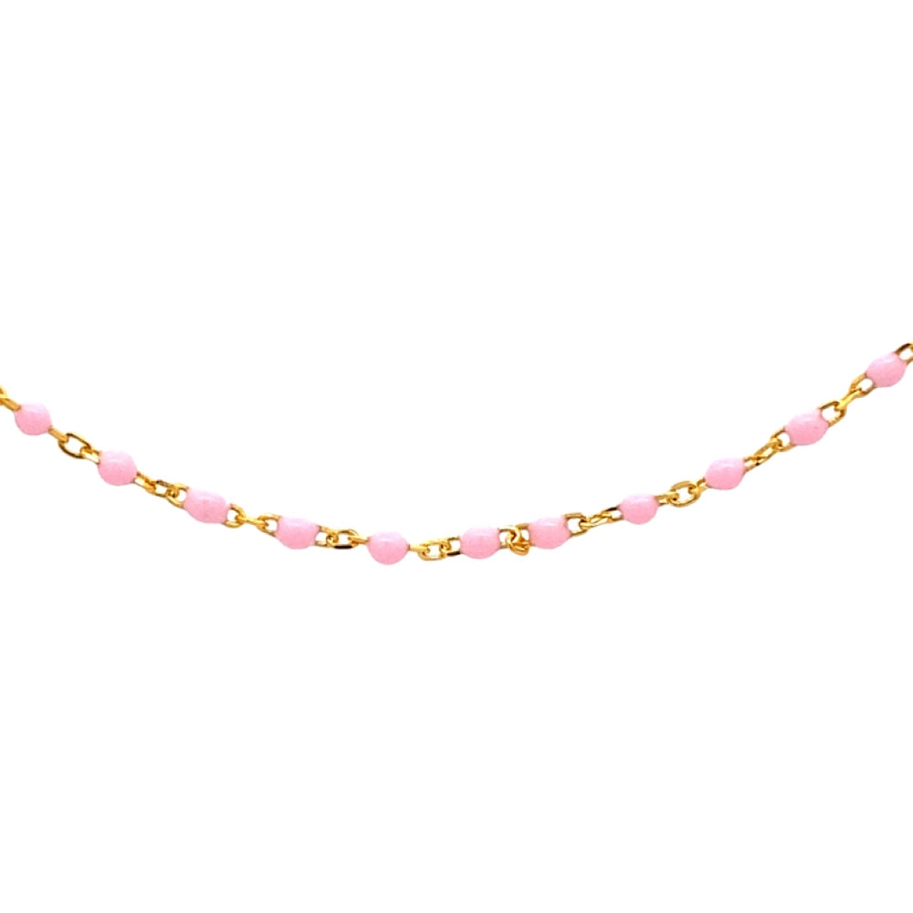 
                      
                        N5190 16.5IN+1.5IN GPLTD NCKLCE WTH PINK BEAD ENML 1.6G
                      
                    