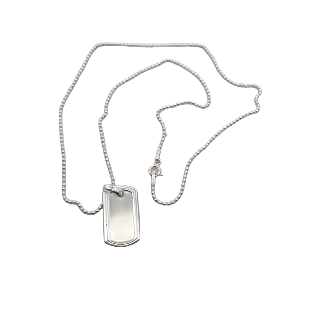 N5230 SLVR 19IN SML BLLCHAIN WTH 15MMX14MM DOGTAG 6.5G