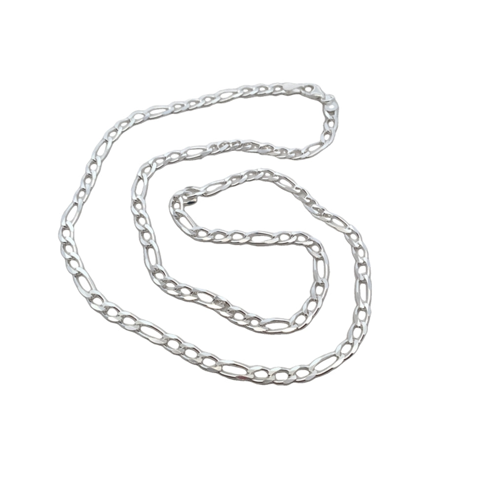 N5234 SLVR 24INCH FIGARO CHAIN NECKLCE 17.3G