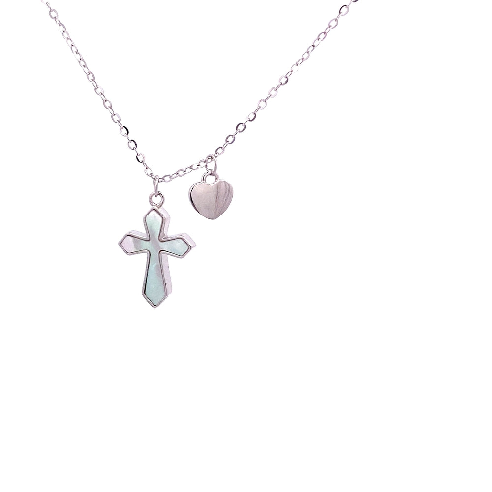 
                      
                        N5251 SILVER 16IN+1.5IN CHAIN FULL CZ CROSS 5MM PLAIN HEART PENDANT 2.17G
                      
                    