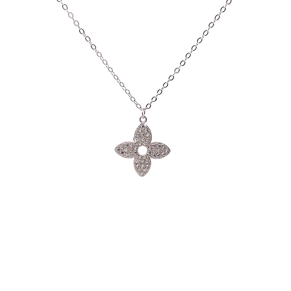 
                      
                        N5252 SILVER 16IN+1.5IN CHAIN FULL CZ MID OPEN 4PTLFLWR PENDANT 1.78G
                      
                    