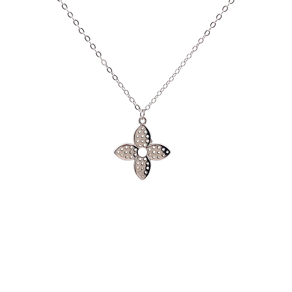 
                      
                        N5252 SILVER 16IN+1.5IN CHAIN FULL CZ MID OPEN 4PTLFLWR PENDANT 1.78G
                      
                    