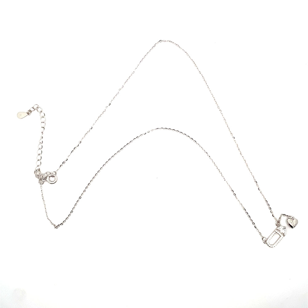 N5254 SN 16IN+2IN CHAIN MID OPEN OVAL SDETOP CZ 1IN DANGLING HRT 1.8G