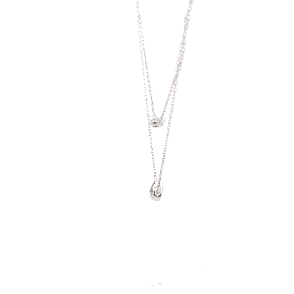 N5255 SLVR 18IN 16IN +2IN ROUND MID CZ HEART PENDANT 2.92G