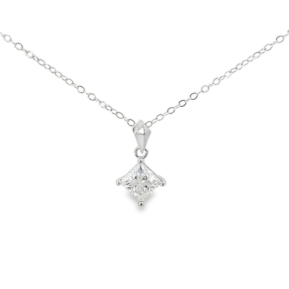 N5271 SN 16IN+2IN CHN 5.5MM PRNCESS CUT 1CRT MOISSNITE PENDANT 1.7G