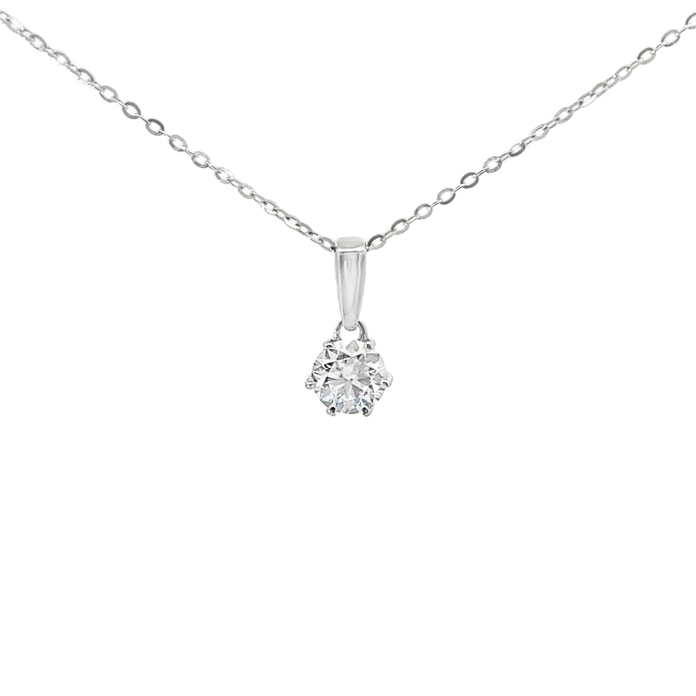 N5272 SN 16IN+2IN CHAIN 6.5MM RND 1CRT MOISSNITE PENDANT 1.95G