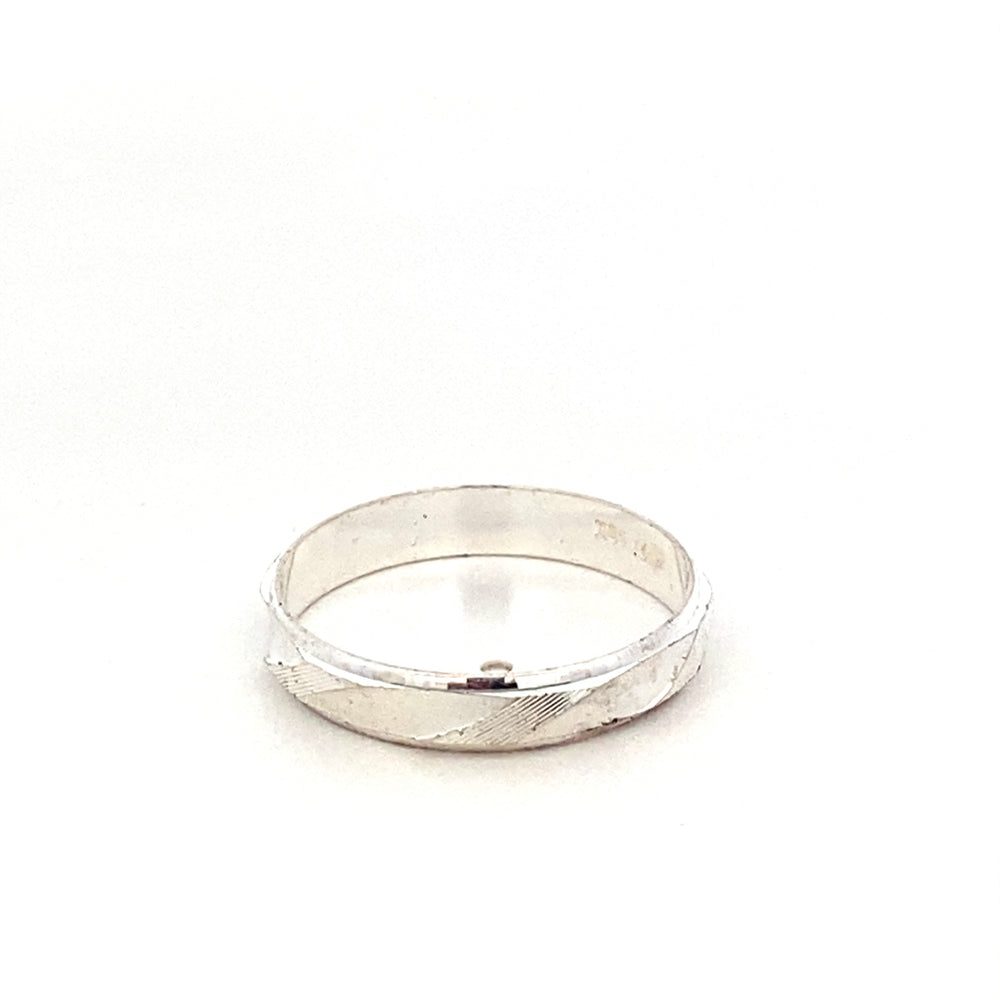 Wren Sandblasted 925 Sterling Silver Wedding Band Ring | SilverWorks