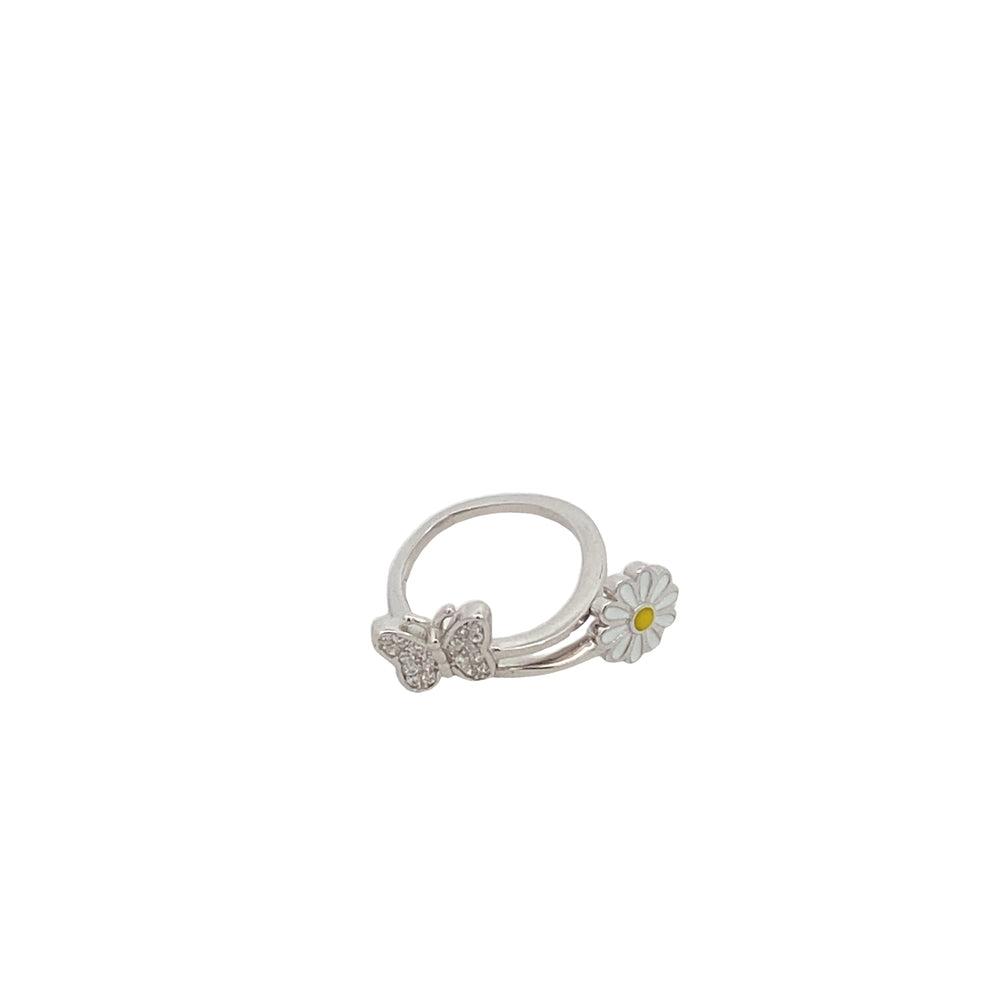 
                      
                        R6611 ADJUSTABLE SILVER RING WTH FULL CZ BTTRFLY AND DAISY FLWR
                      
                    