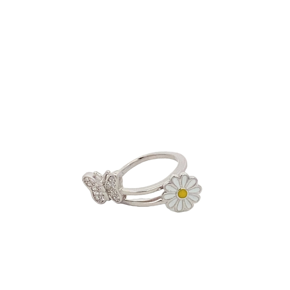 
                      
                        R6611 ADJUSTABLE SILVER RING WTH FULL CZ BTTRFLY AND DAISY FLWR
                      
                    