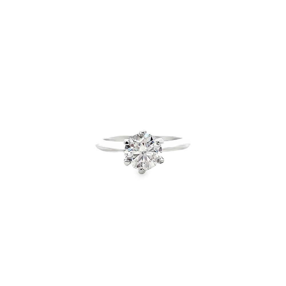 R6695 SILVER 6.5MM RND 1CRT MOISSNITE ADJUSTABLE RING 1.96G