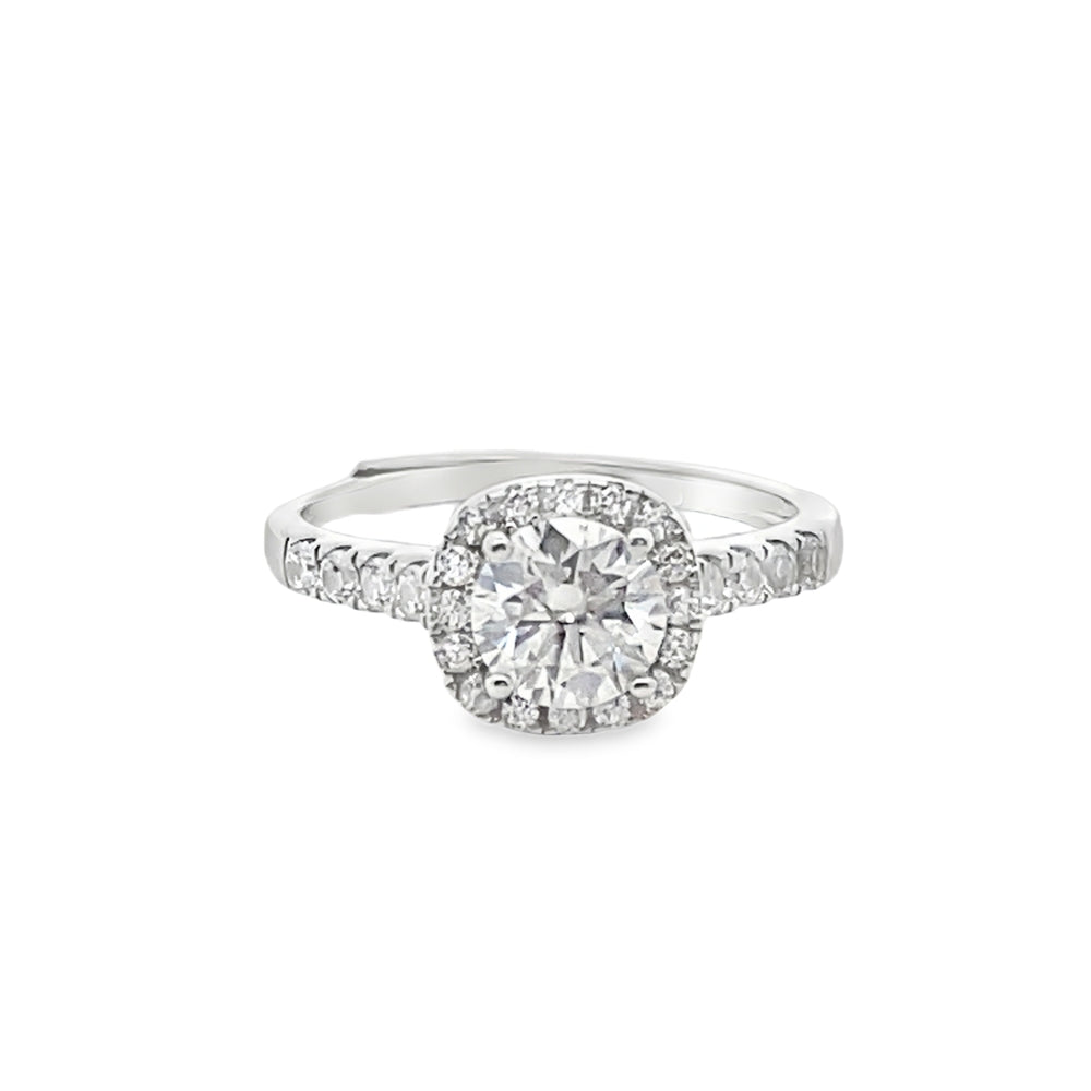 R6696 SILVER 7MM ROUND 1CRT MOISSNITE N MIDSQR CZSDE ADJUSTABLE RNG 2.96G
