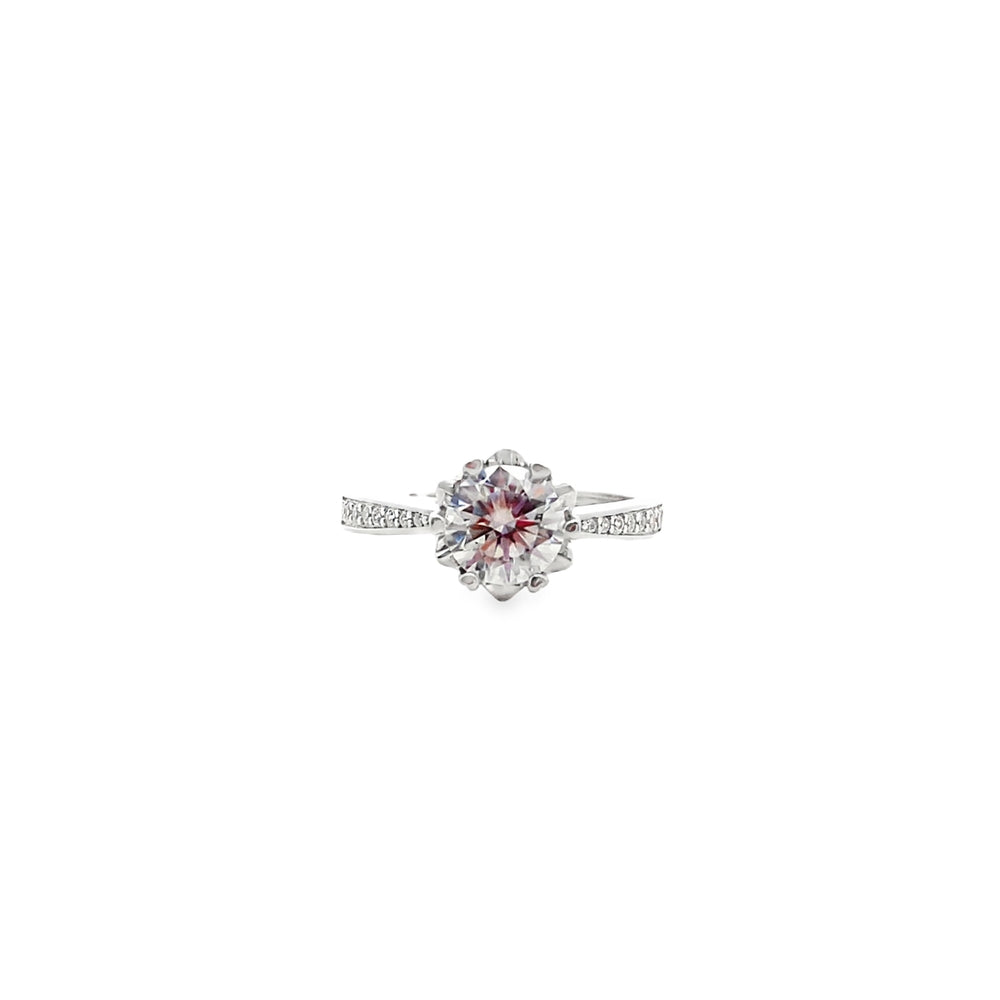 R6697 SILVER 6.5MM 1CRT RND CUT MOISSNITE ADJUSTABLE RING 2.53G