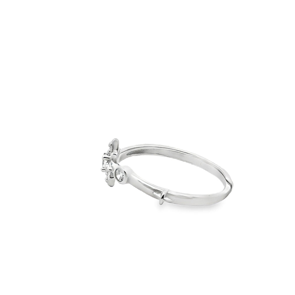 SilverWorks Rhodium North Star Adjustable Ring with Round Cubic Zircon