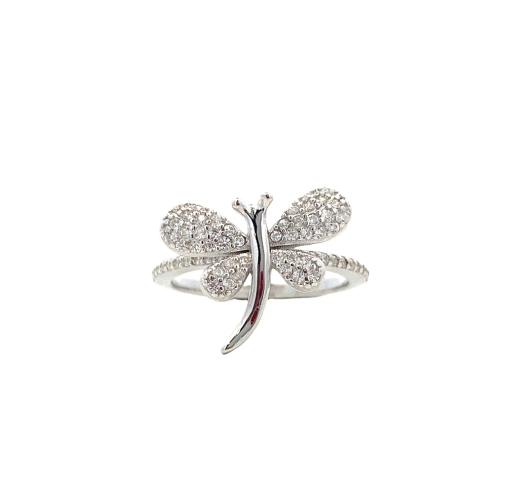 
                      
                        R6711 SILVER FULL CUBIC ZIRCONIA WNGED DRAGONFLY RING 2.7G
                      
                    