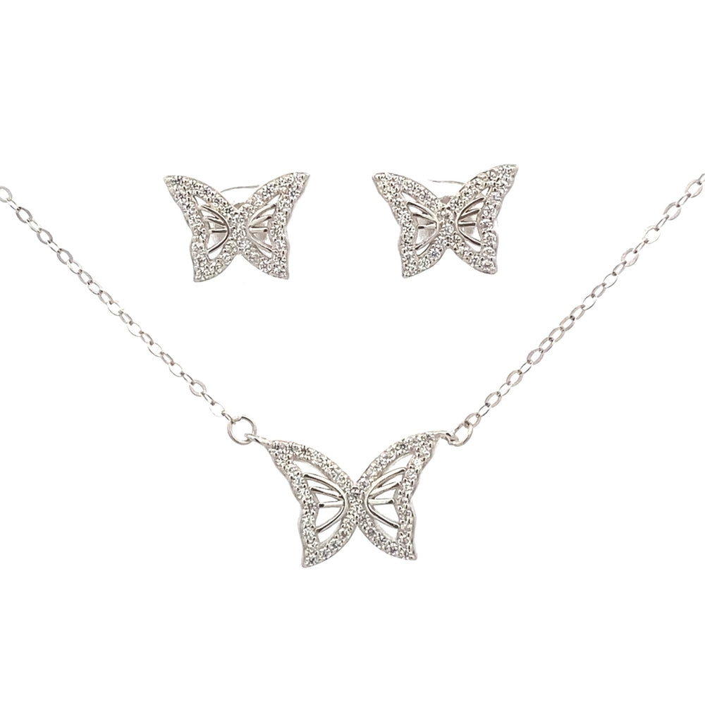 
                      
                        S785 BUTTERFLY IN FULL SIDE CZ RHODIUM EARRING PENDANT 2.98G
                      
                    